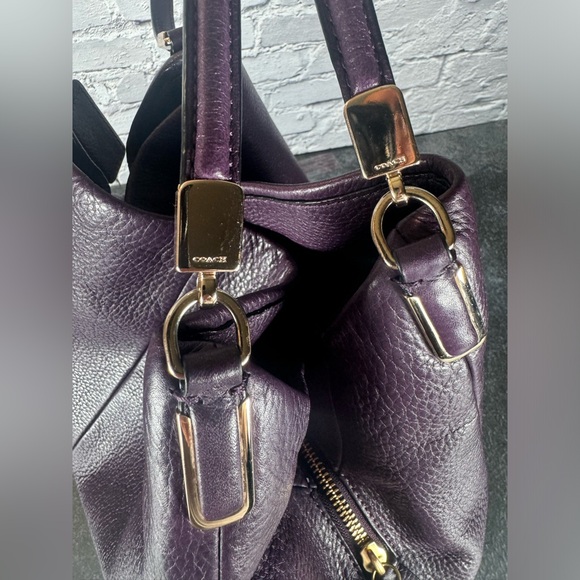 Coach Madison Phoebe Plum Pebbled Leather Shoulder Bag 26224 With COA - Picture 9 of 11